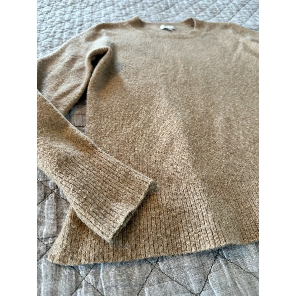 J.Crew Extra-Soft Crewneck Sweater‎ Tan Camel Heather Wool Blend Small S